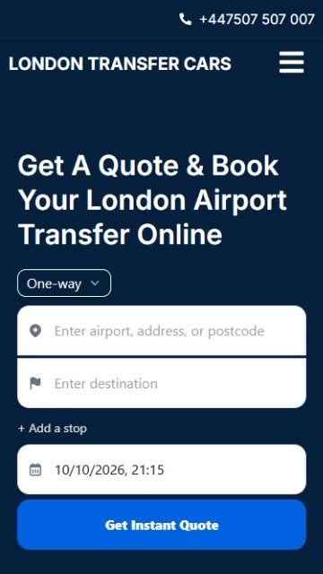 Example WordPress taxi website with RouteOS booking on mobile