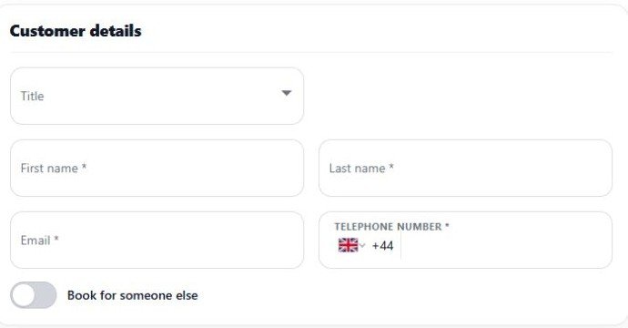 RouteOS blank customer and lead passenger details form