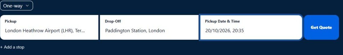 RouteOS customer journey quote widget on an example WordPress website